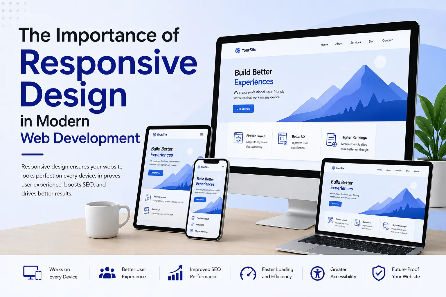 Responsive design across desktop, tablet, and mobile devices